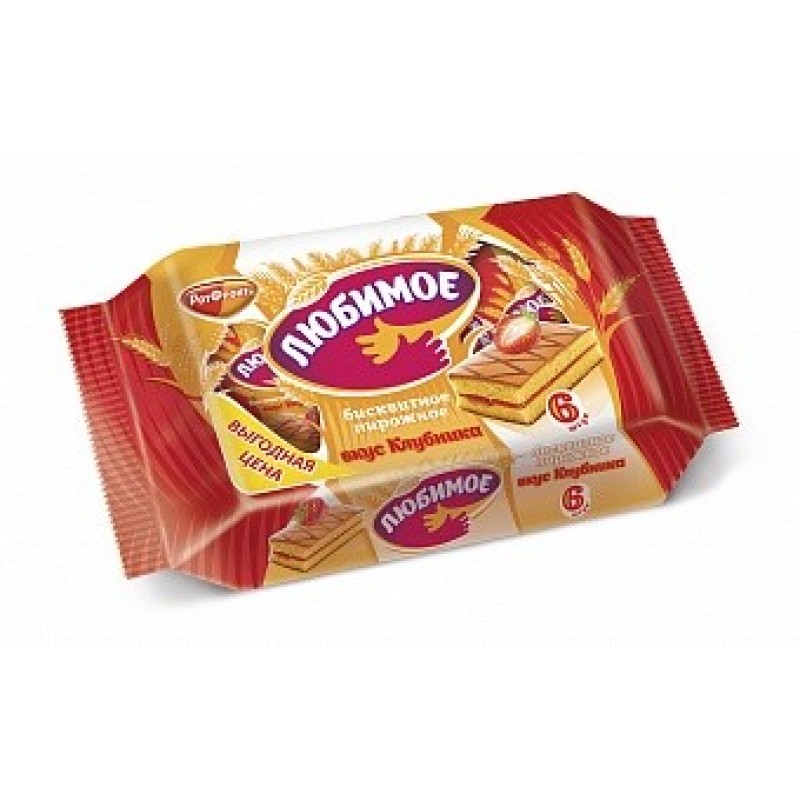 БИСКВИТ ЛЮБИМОЕ ВКУС КЛУБНИКА 6*35 ГР.